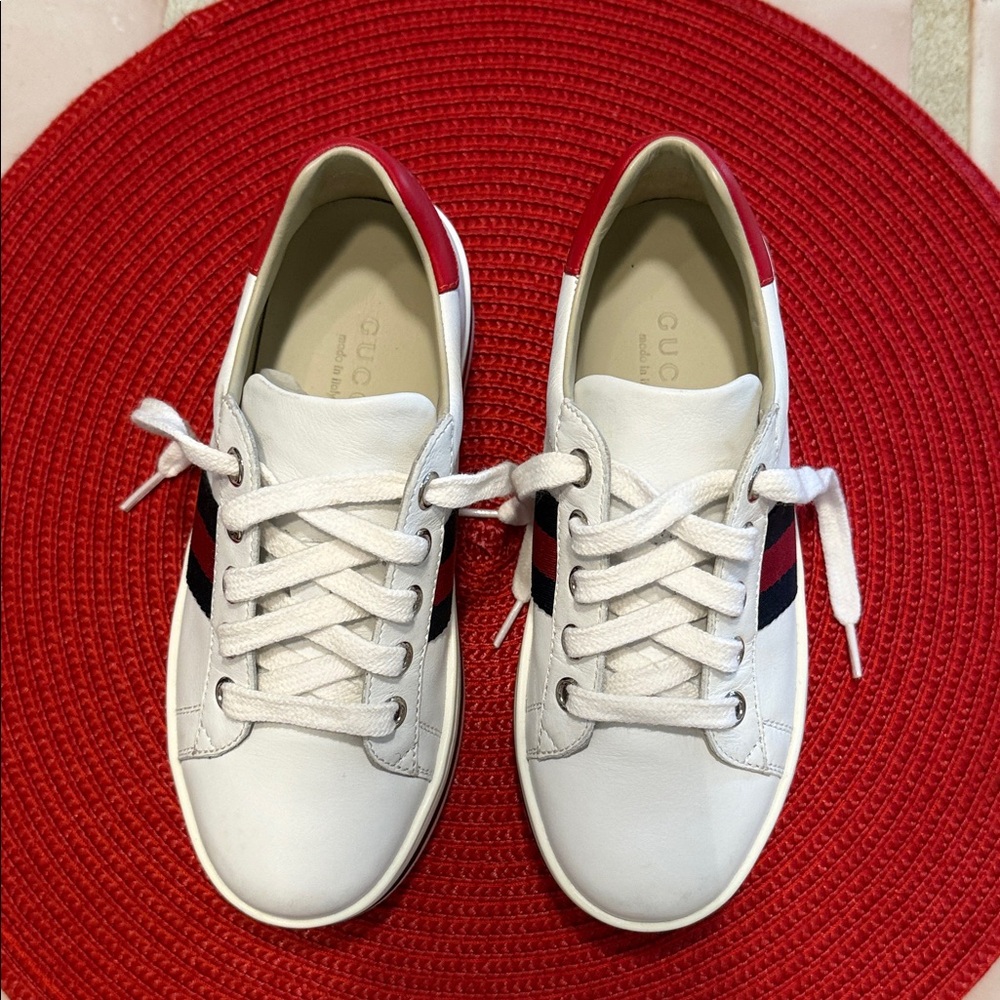 Gucci leather Web Accent kids low top sneakers - Picture 2 of 8
